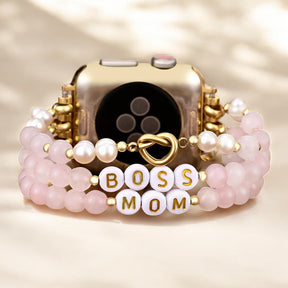 Cinturino elasticizzato Boss Mom in quarzo rosa per Apple Watch
