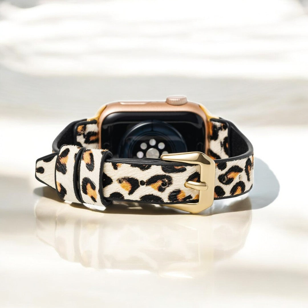 Cinturino per orologio in pelle Apple color avorio felino
