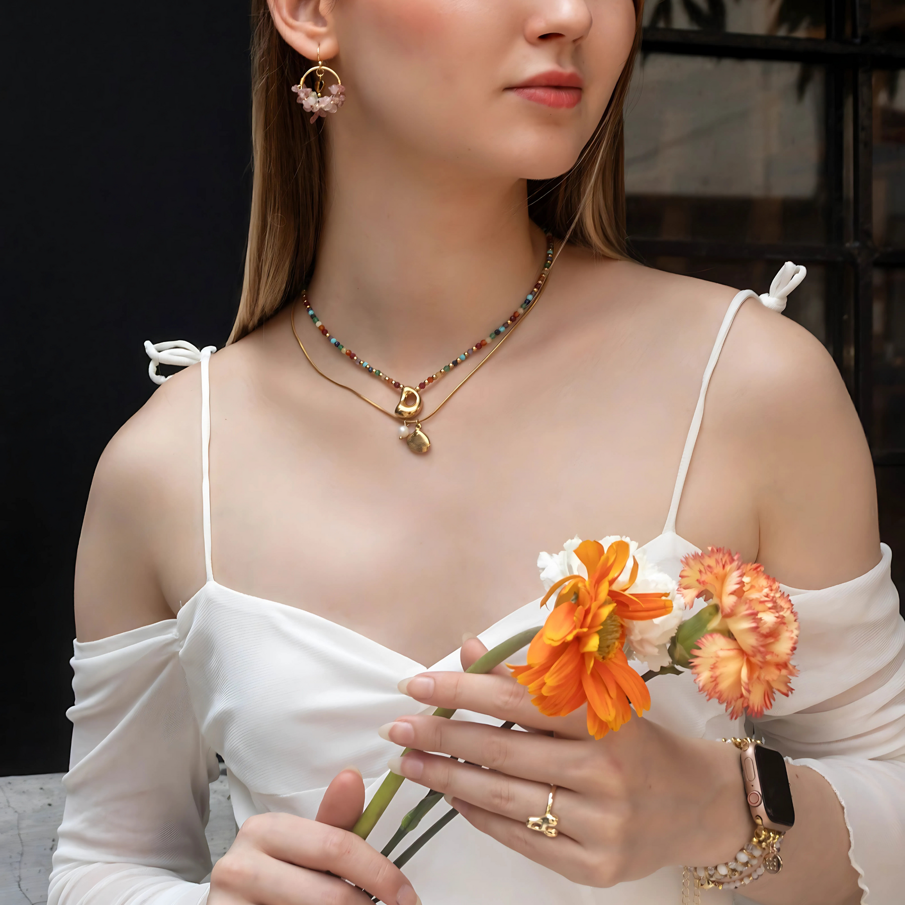Collana di perle Golden Shell