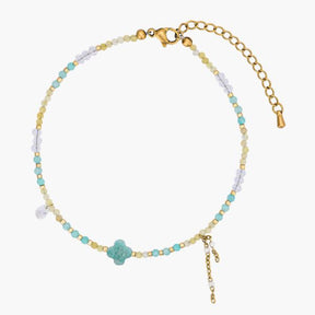 Cavigliera con Charm a Trifoglio in Amazonite Teal