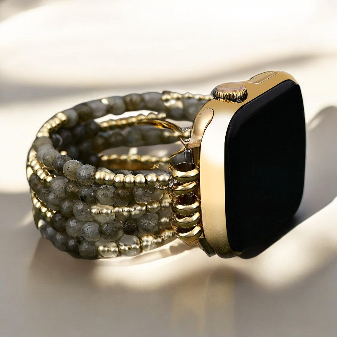 Cinturino elastico per Apple Watch in oro e perla