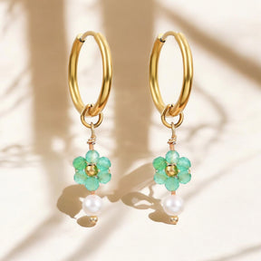 Orecchini a cerchio con perle e agata Golden Grace