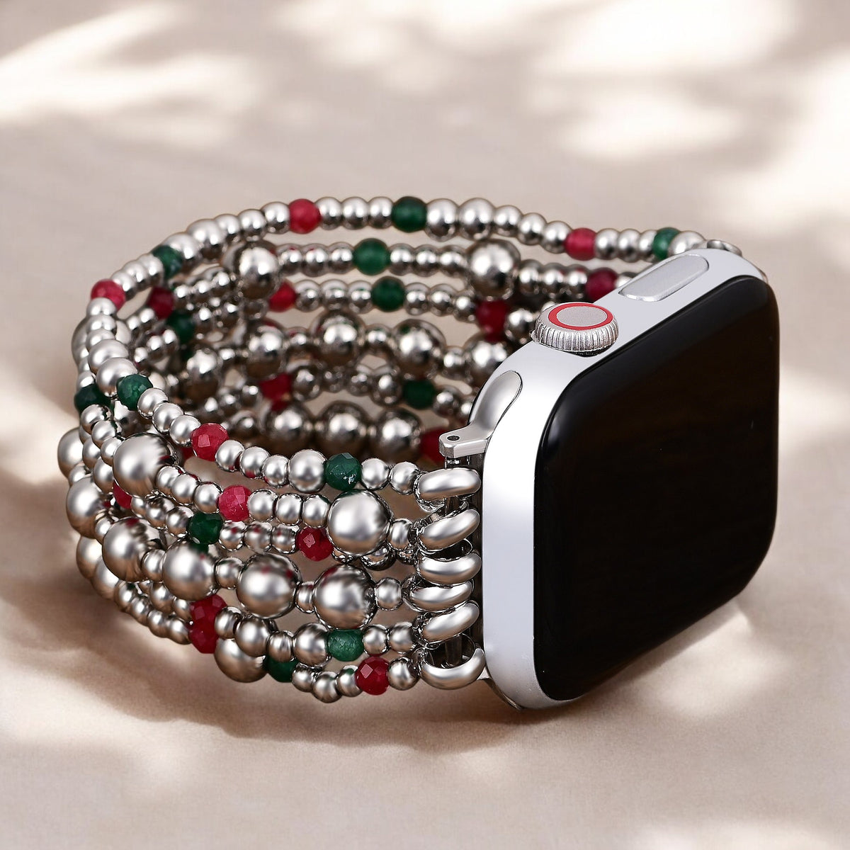 Cinturino elastico magico argento natalizio per Apple Watch
