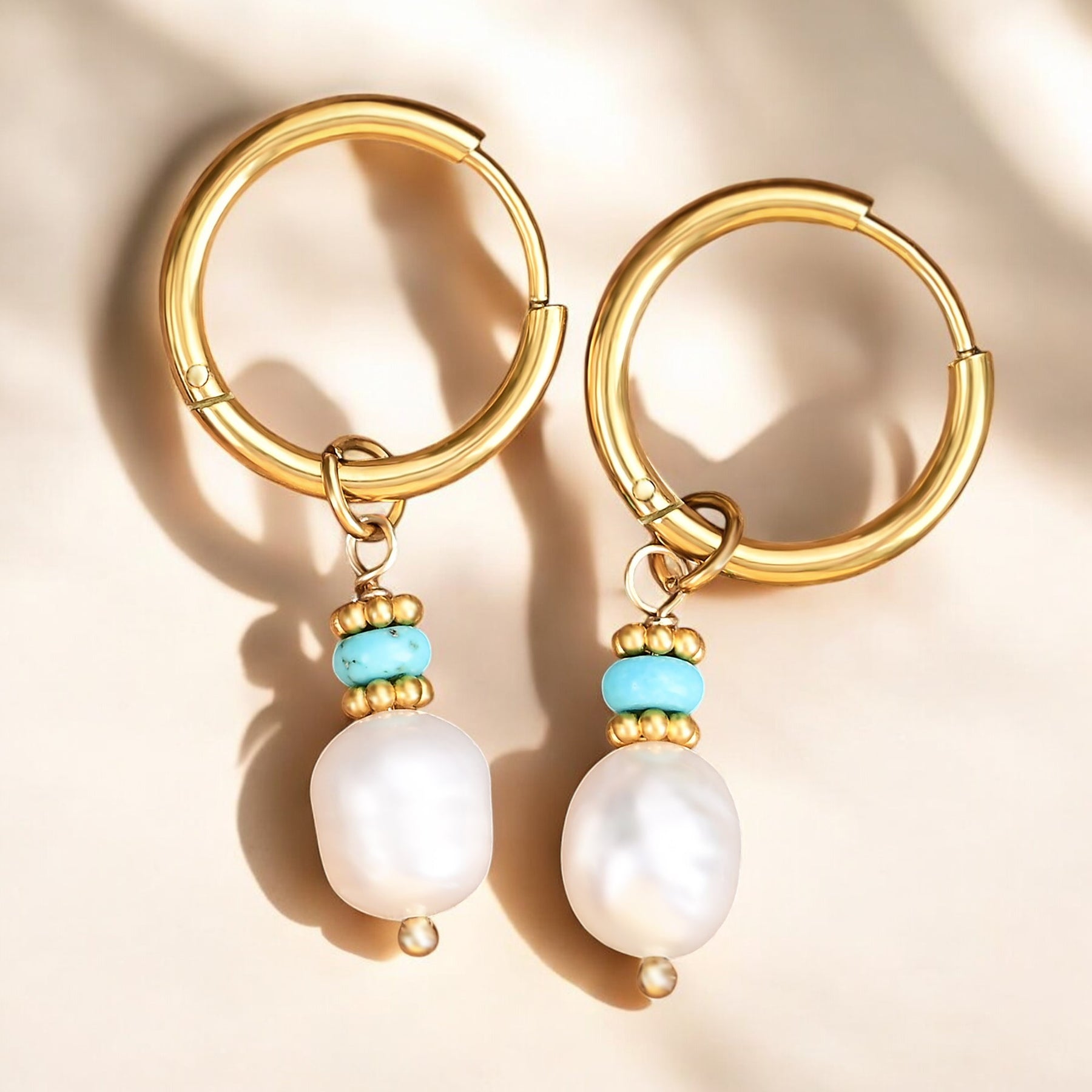 Orecchini a cerchio con perle e agata Golden Grace