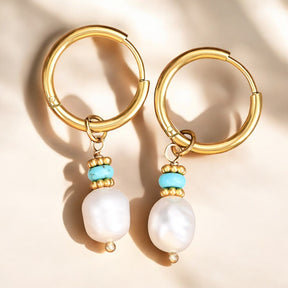 Orecchini a cerchio con perle e agata Golden Grace