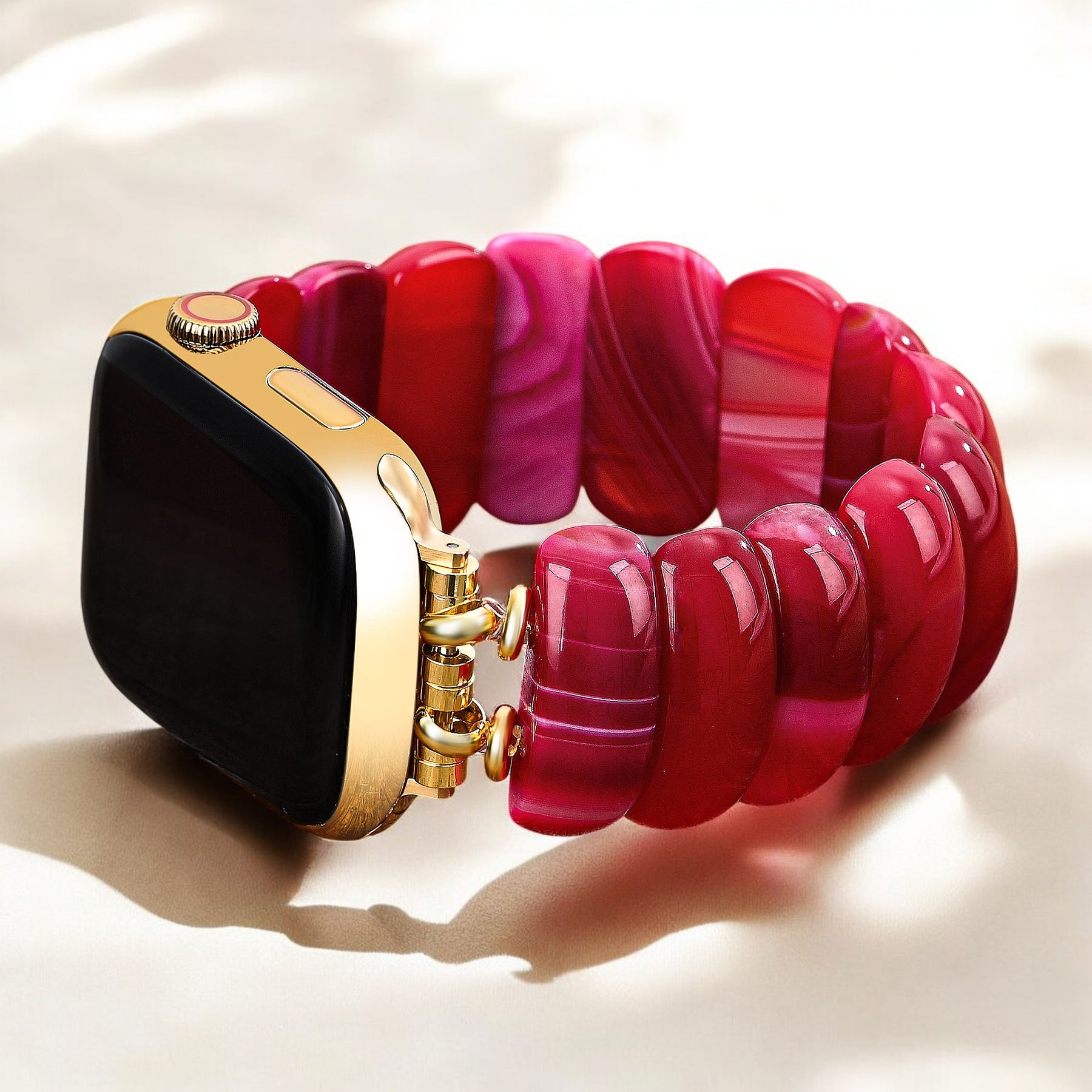 Cinturino Elasticizzato Apple Watch in Agata Mirage Cremisi