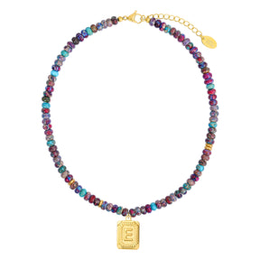 Collana a bolla con iniziale e gemma vivace