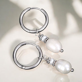 Orecchini a cerchio Eleganza Perla Argento