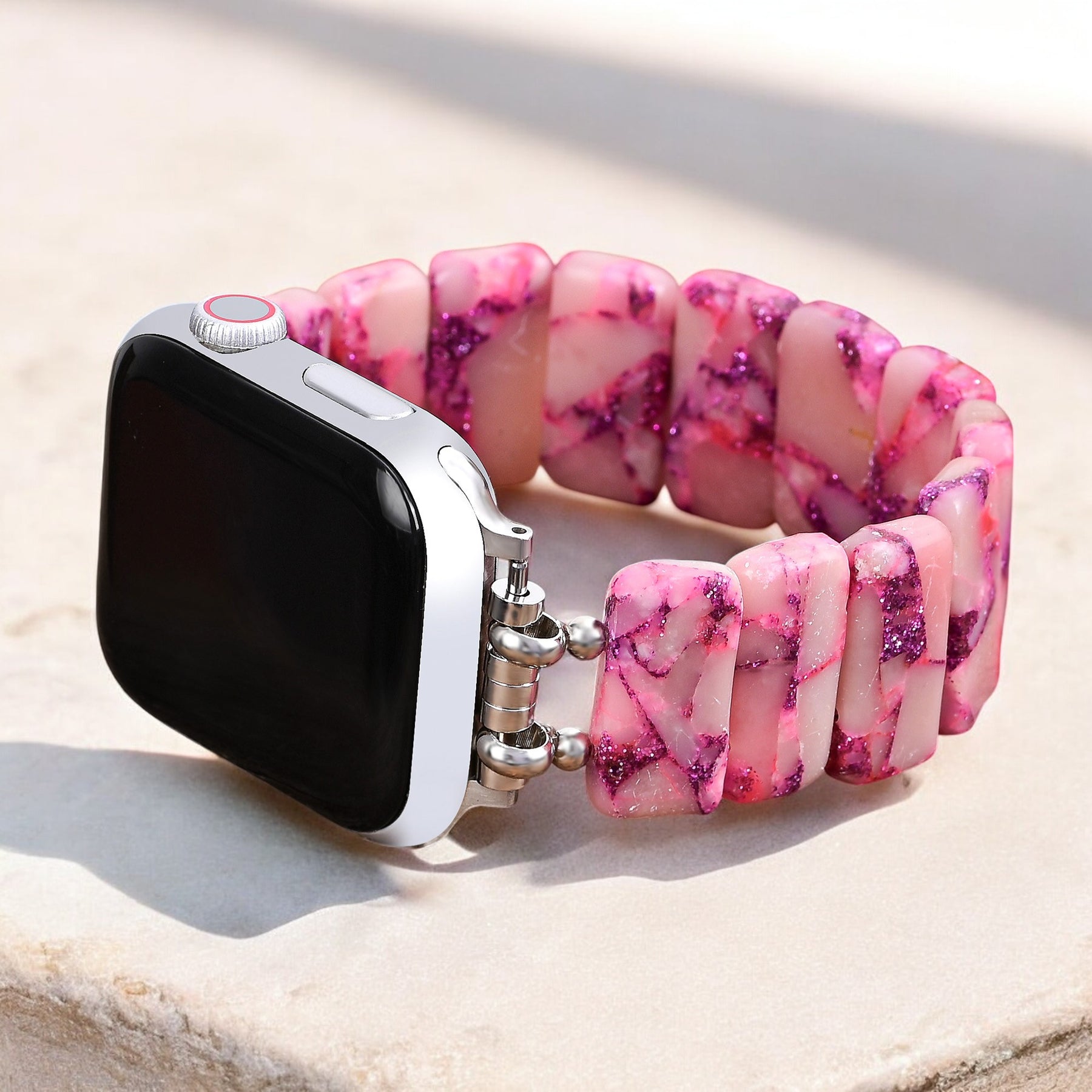 Cinturino Apple Watch elasticizzato in marmo rosa
