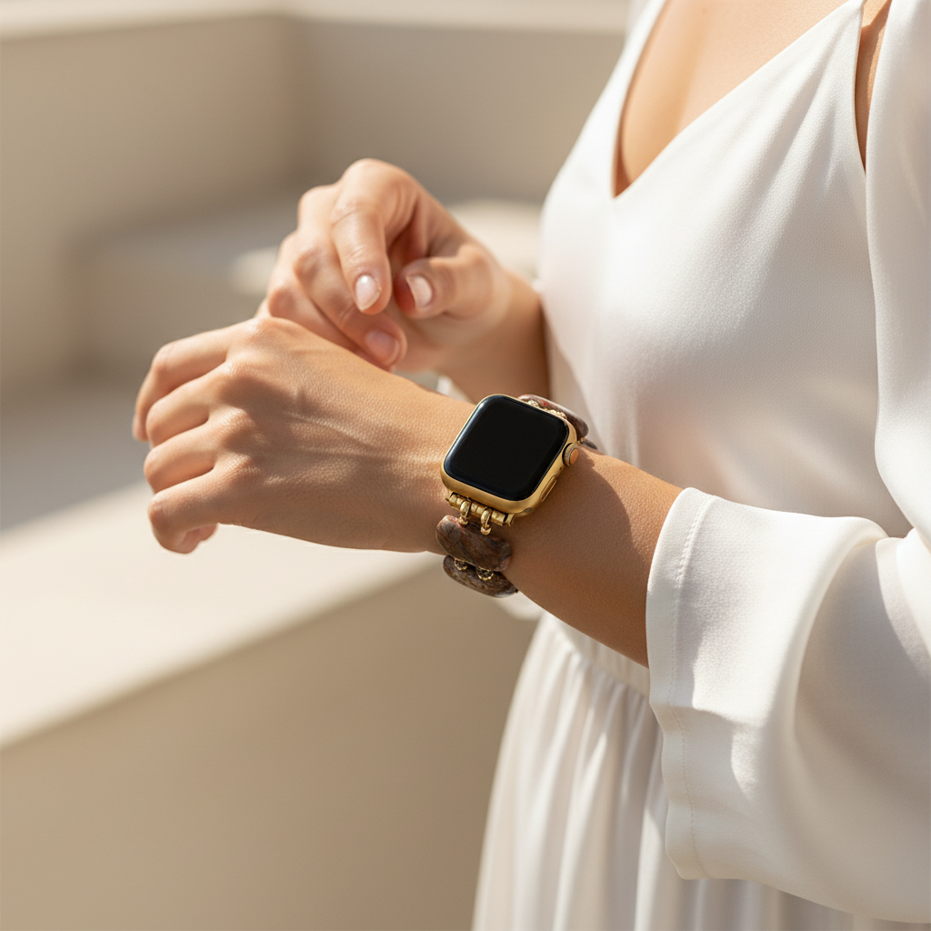Cinturino elastico in agata orizzonte del deserto per Apple Watch