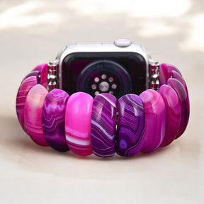 Cinturino elasticizzato Apple Watch in agata Orchidea Radiante