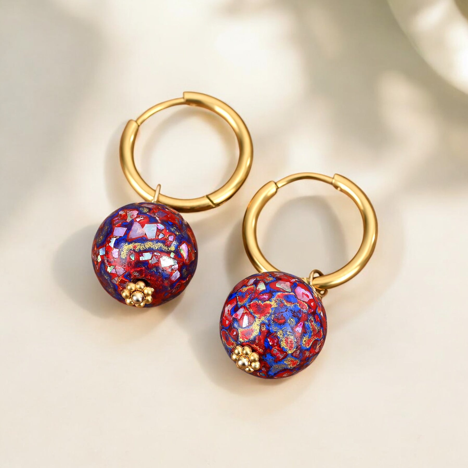 Orecchini a cerchio con sfera maculata Amethyst Aurora