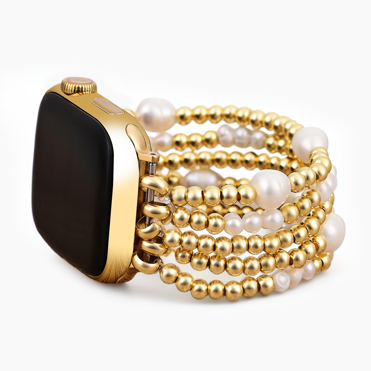 Cinturino elasticizzato Apple Watch in oro e perla