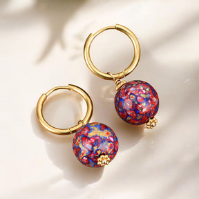 Orecchini a cerchio con sfera maculata Amethyst Aurora