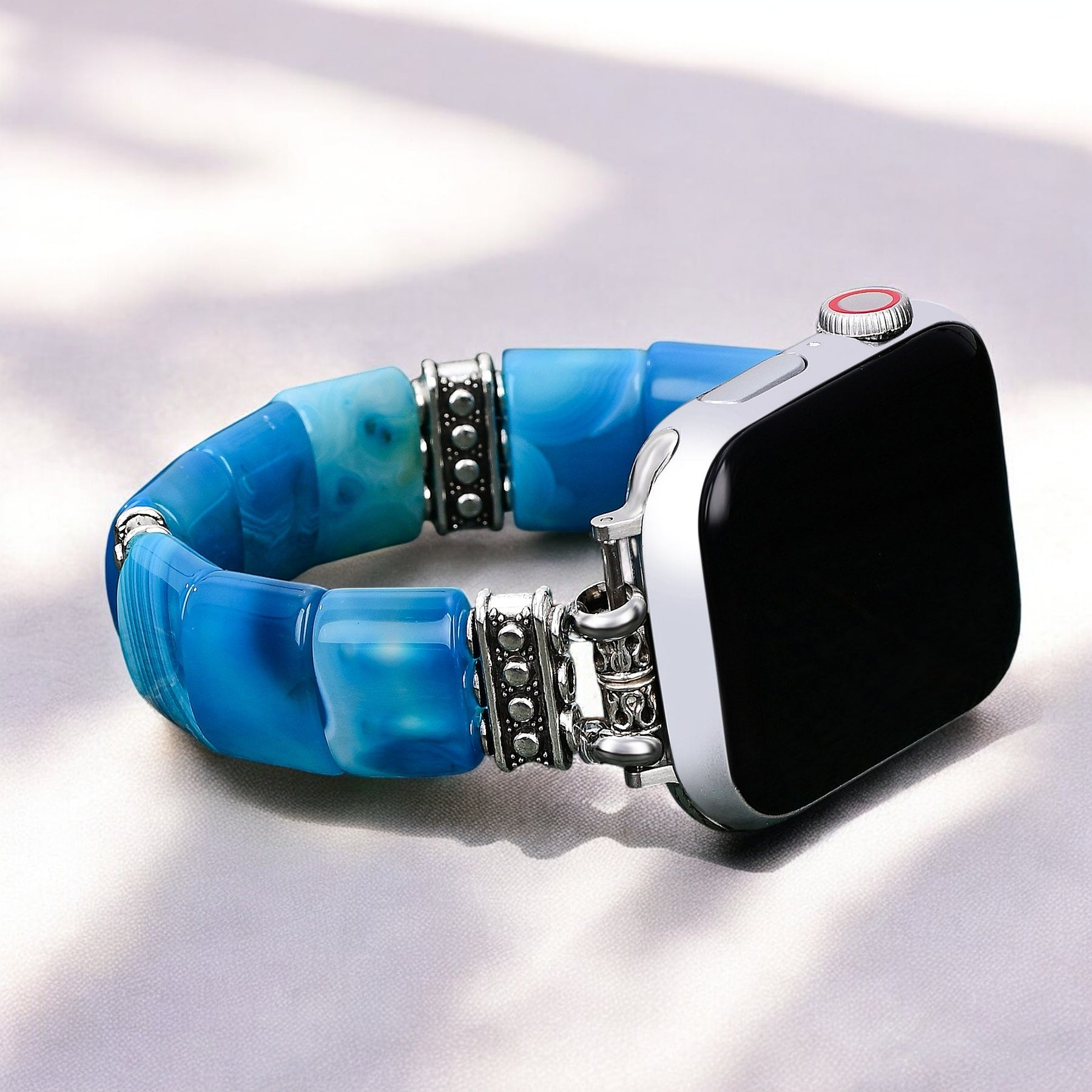 Cinturino elastico Apple Watch in Agata Abisso Sereno