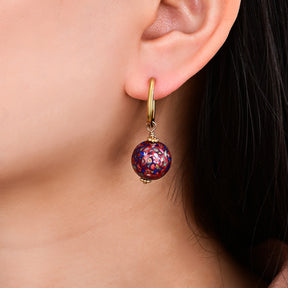 Orecchini a cerchio con sfera maculata Amethyst Aurora