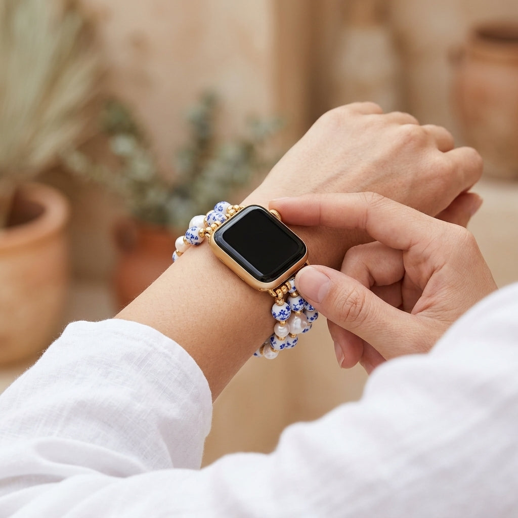 Cinturino Apple Watch Porcelain Garden Sapphire Bloom