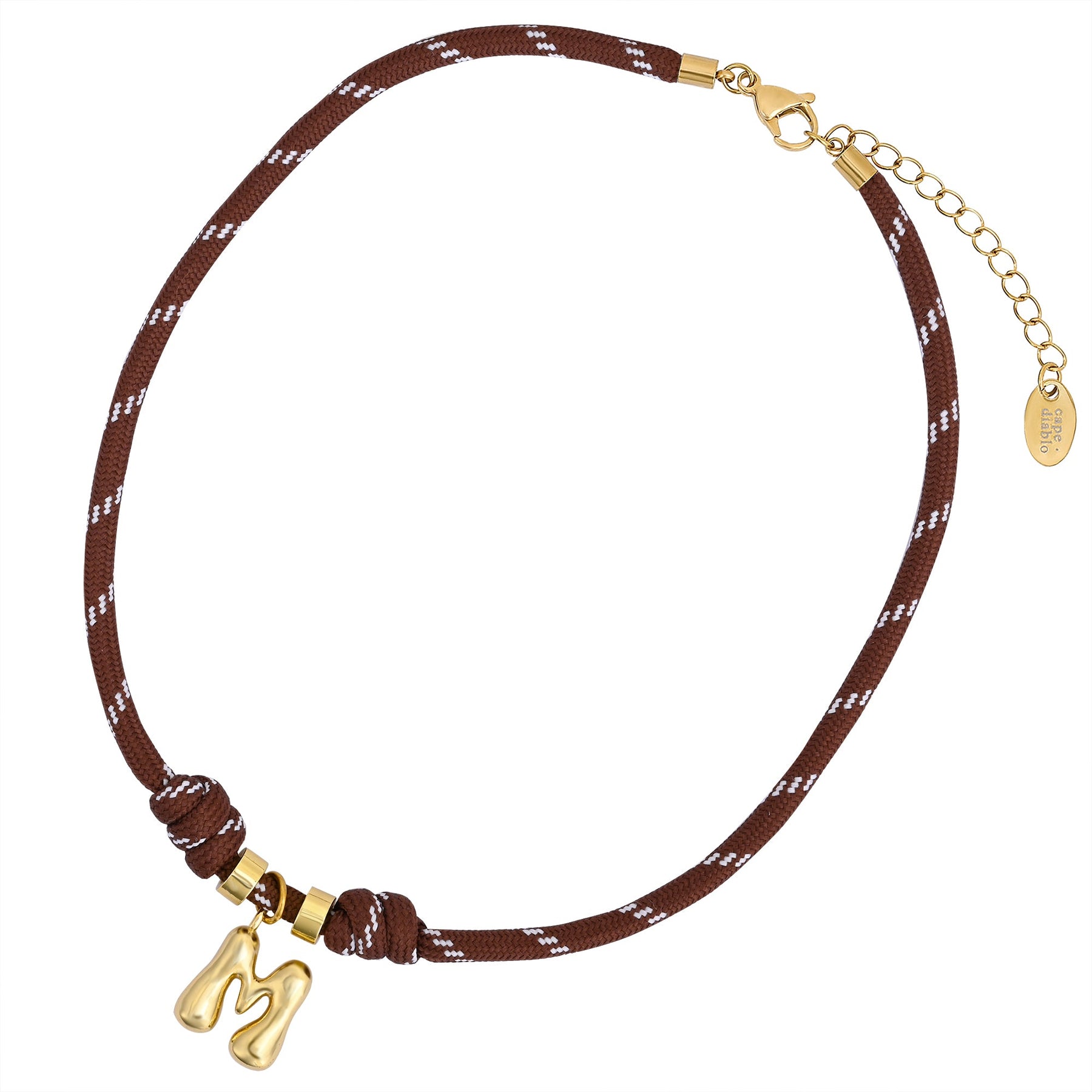 Collana con ciondolo a lettere a bolle dorate