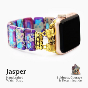 Maestoso cinturino per Apple Watch elasticizzato in diaspro tibetano