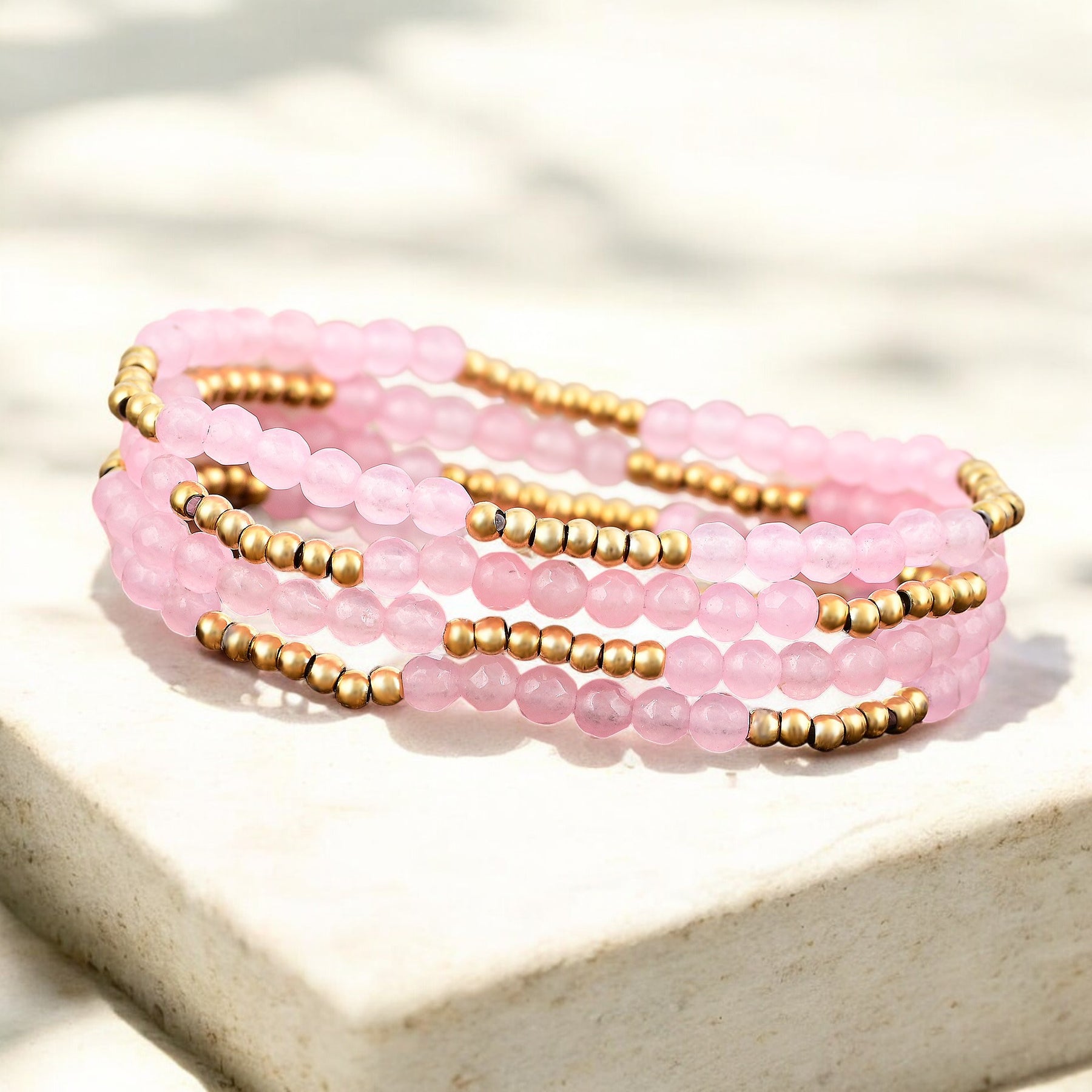 Set Bracciali Luce di Quarzo Rosa