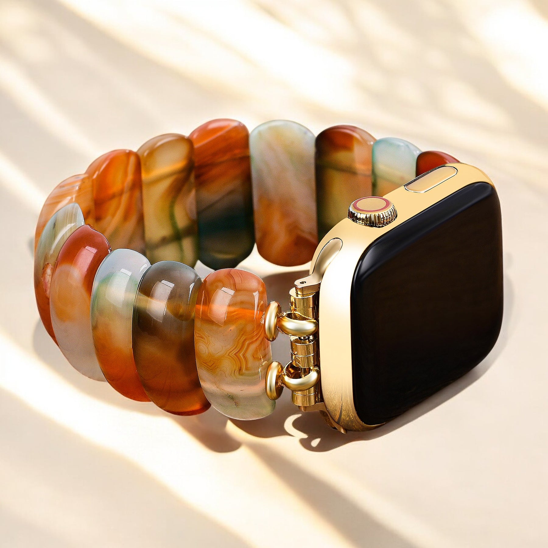 Cinturino elasticizzato Apple Watch in agata Golden Dusk