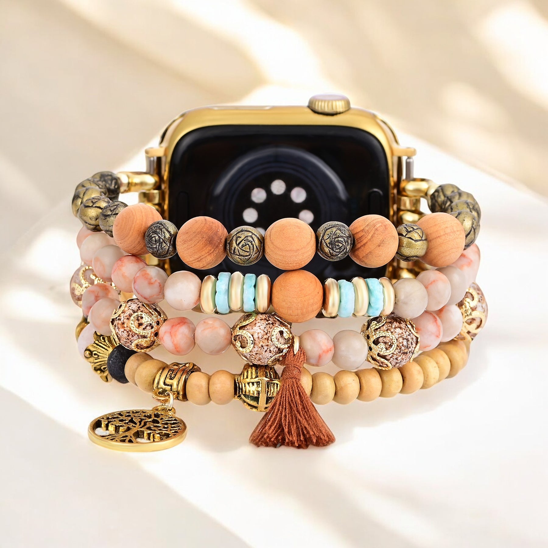 Cinturino elastico per orologio Golden Tree of Life Jasper