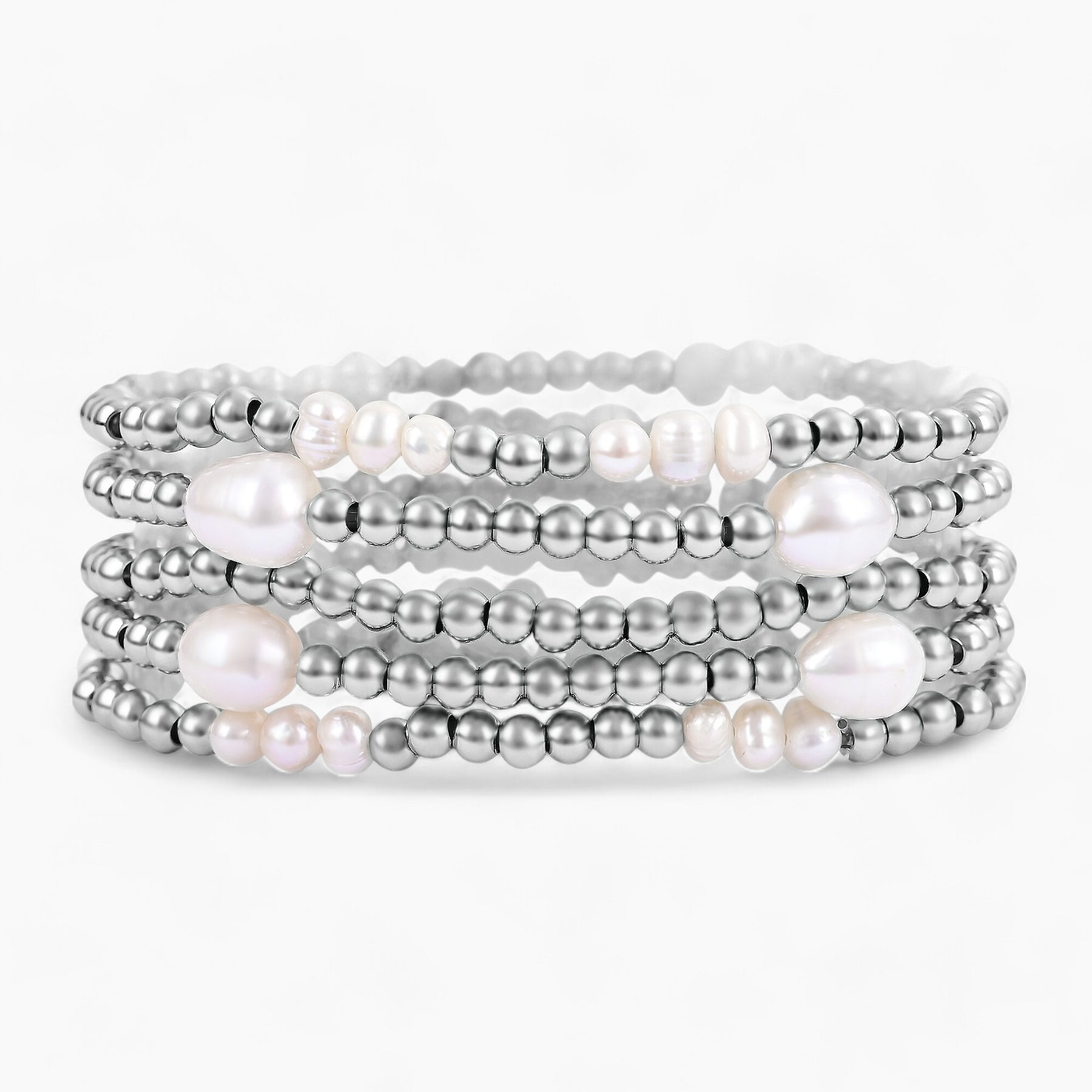 Set di bracciali in perle e argento