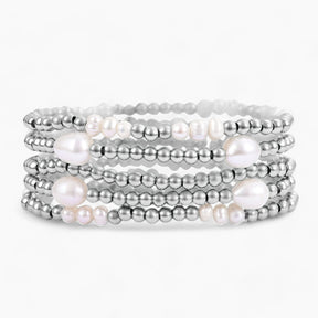 Set di bracciali in perle e argento