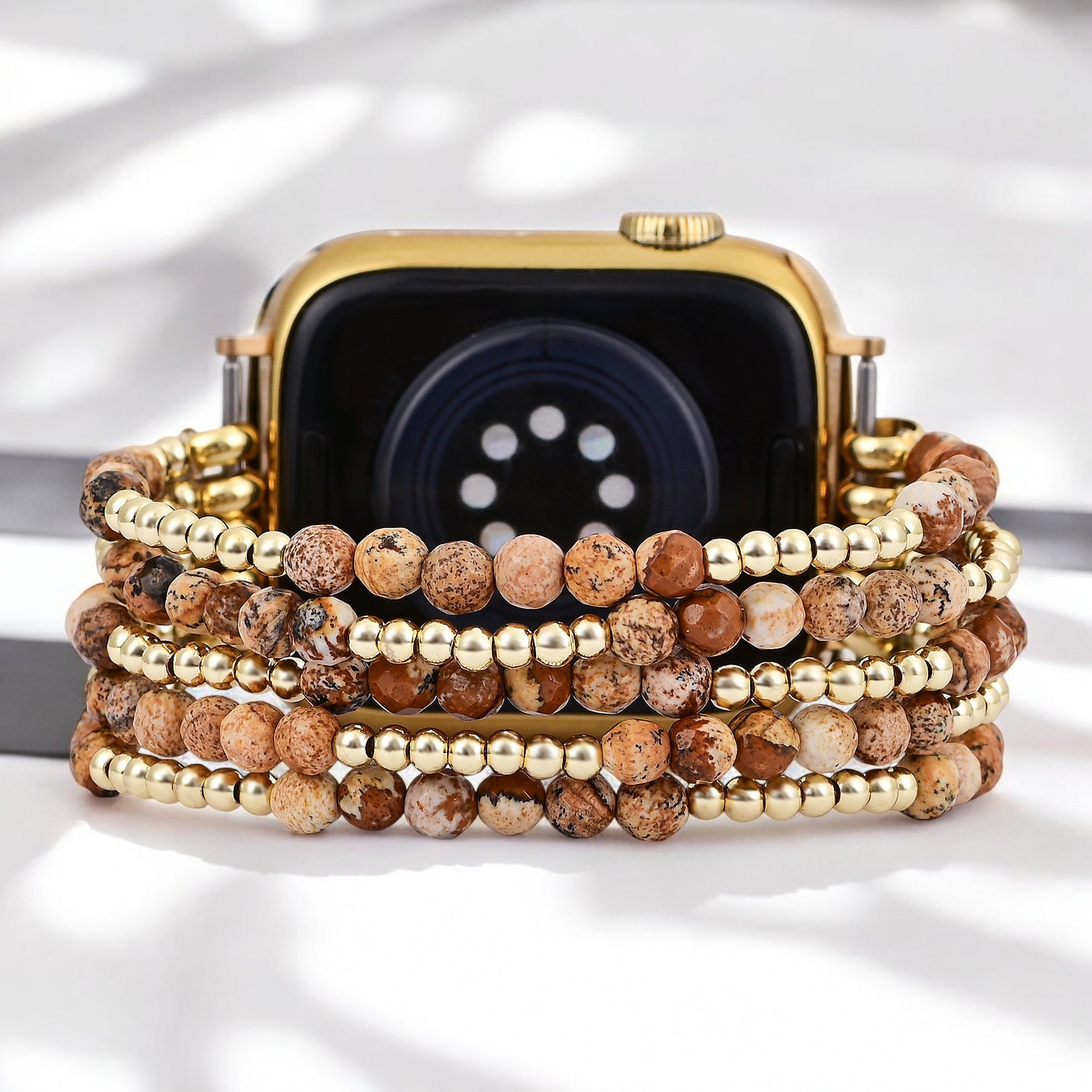Cinturino elasticizzato Golden Earth Jasper per Apple Watch