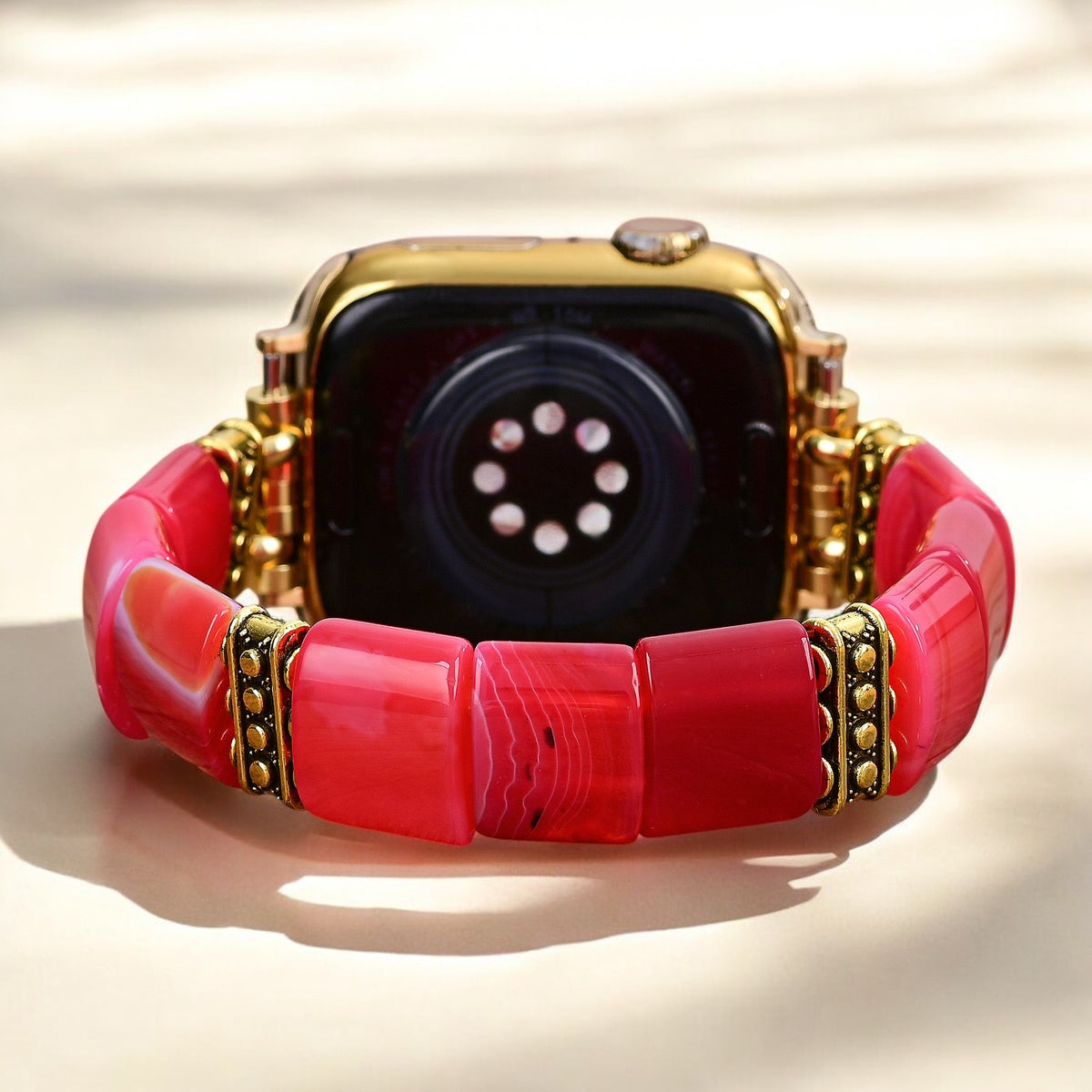 Cinturino elasticizzato in Agata Ruby Essence per Apple Watch