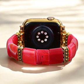 Cinturino elasticizzato in Agata Ruby Essence per Apple Watch