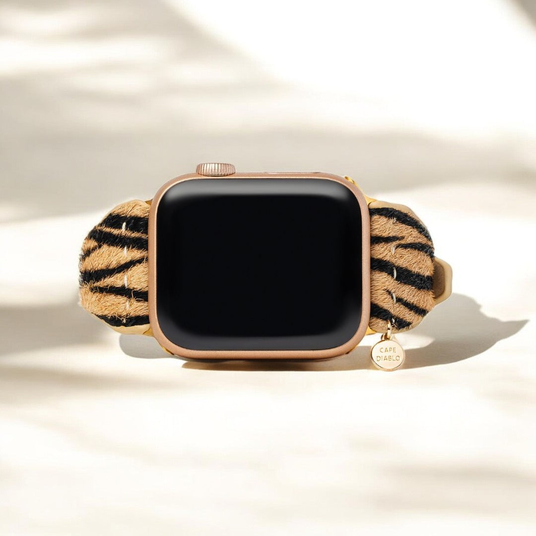 Elegante cinturino in pelle a righe per Apple Watch