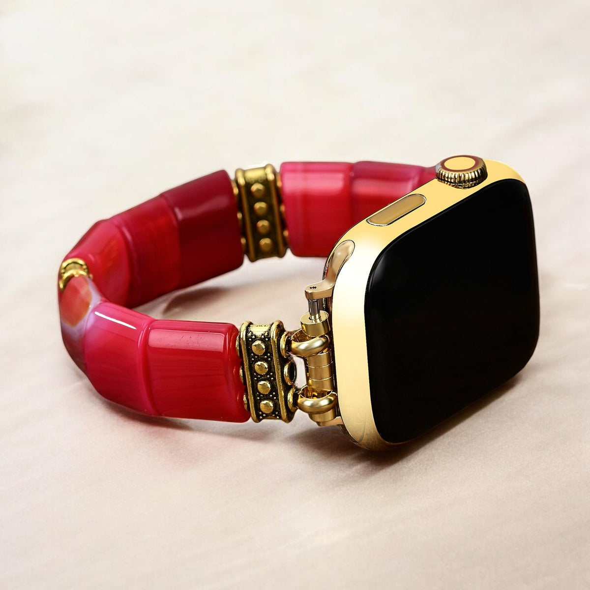 Cinturino elasticizzato in Agata Ruby Essence per Apple Watch