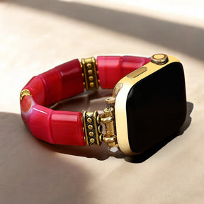 Cinturino elasticizzato in Agata Ruby Essence per Apple Watch