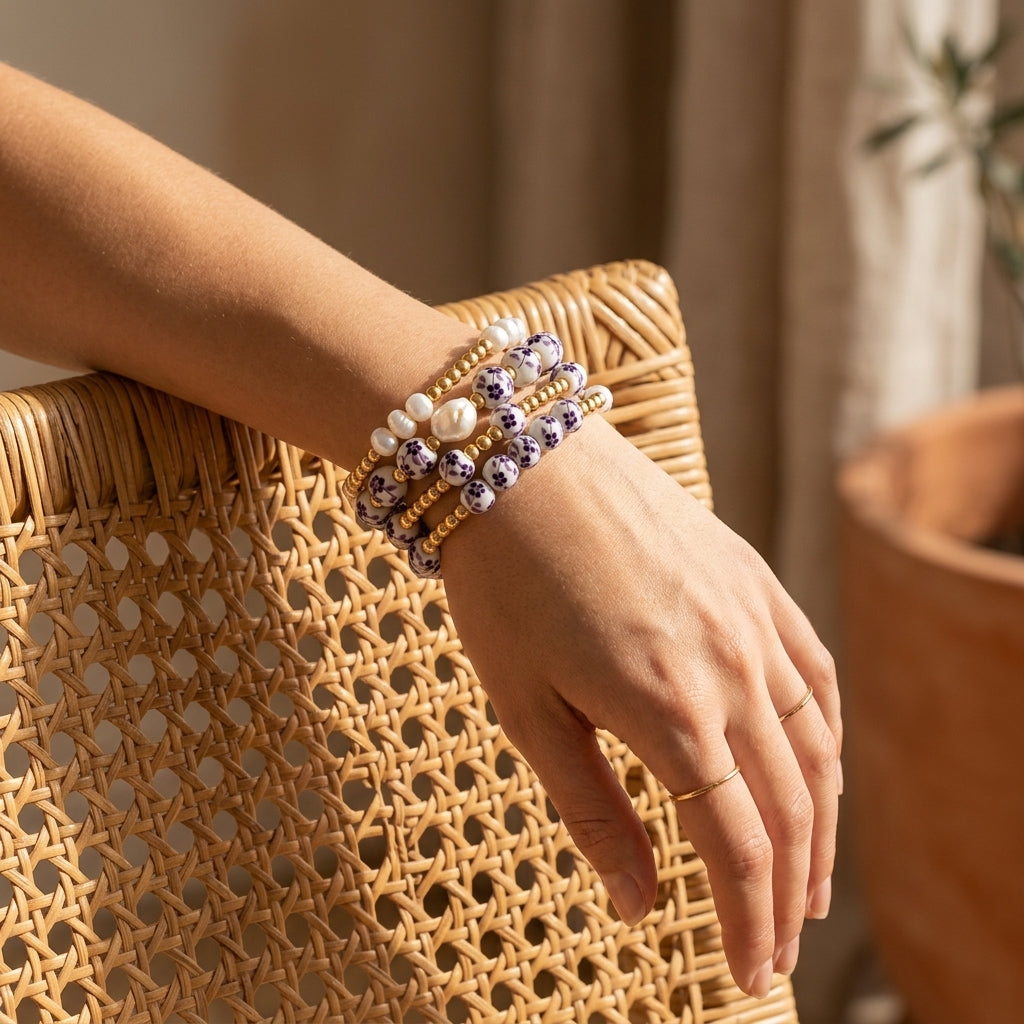 Set di bracciali Porcelain Garden Violet Bloom