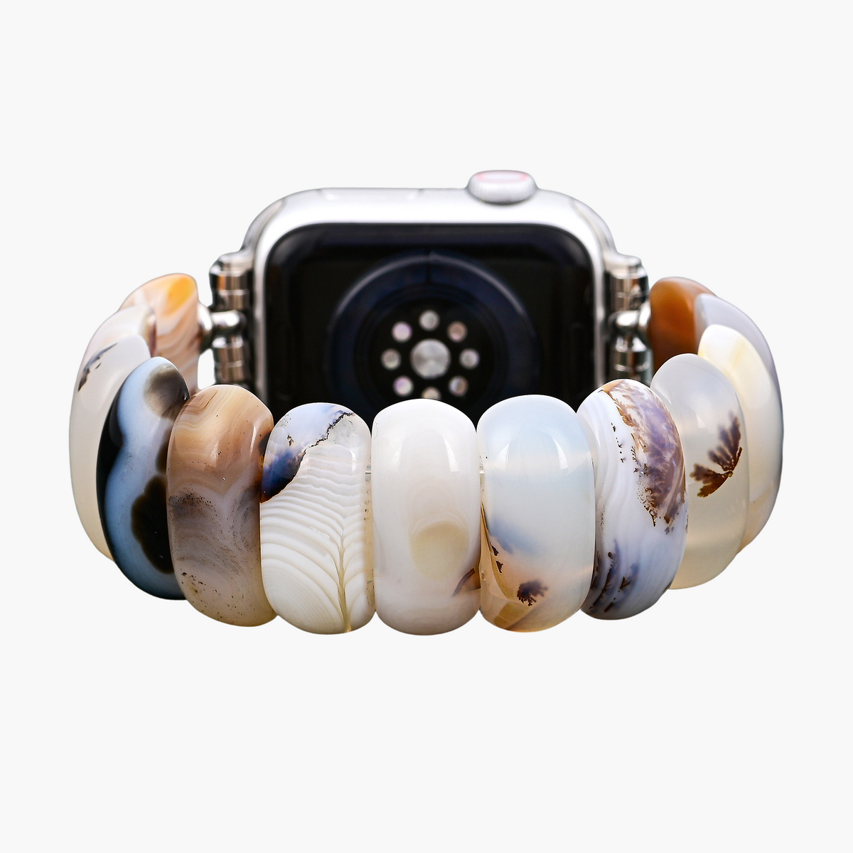 Cinturino elasticizzato Apple Watch in Agata Duna Avorio