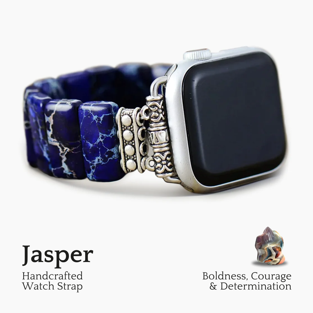Cinturino elasticizzato Apple Watch in diaspro tibetano blu scuro