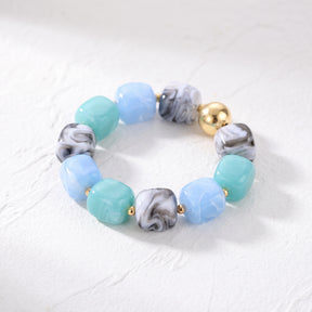 Bracciale misto a maglie larghe color Nebbia oceanica