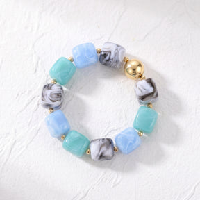 Bracciale misto a maglie larghe color Nebbia oceanica