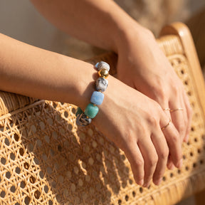 Bracciale misto a maglie larghe color Nebbia oceanica
