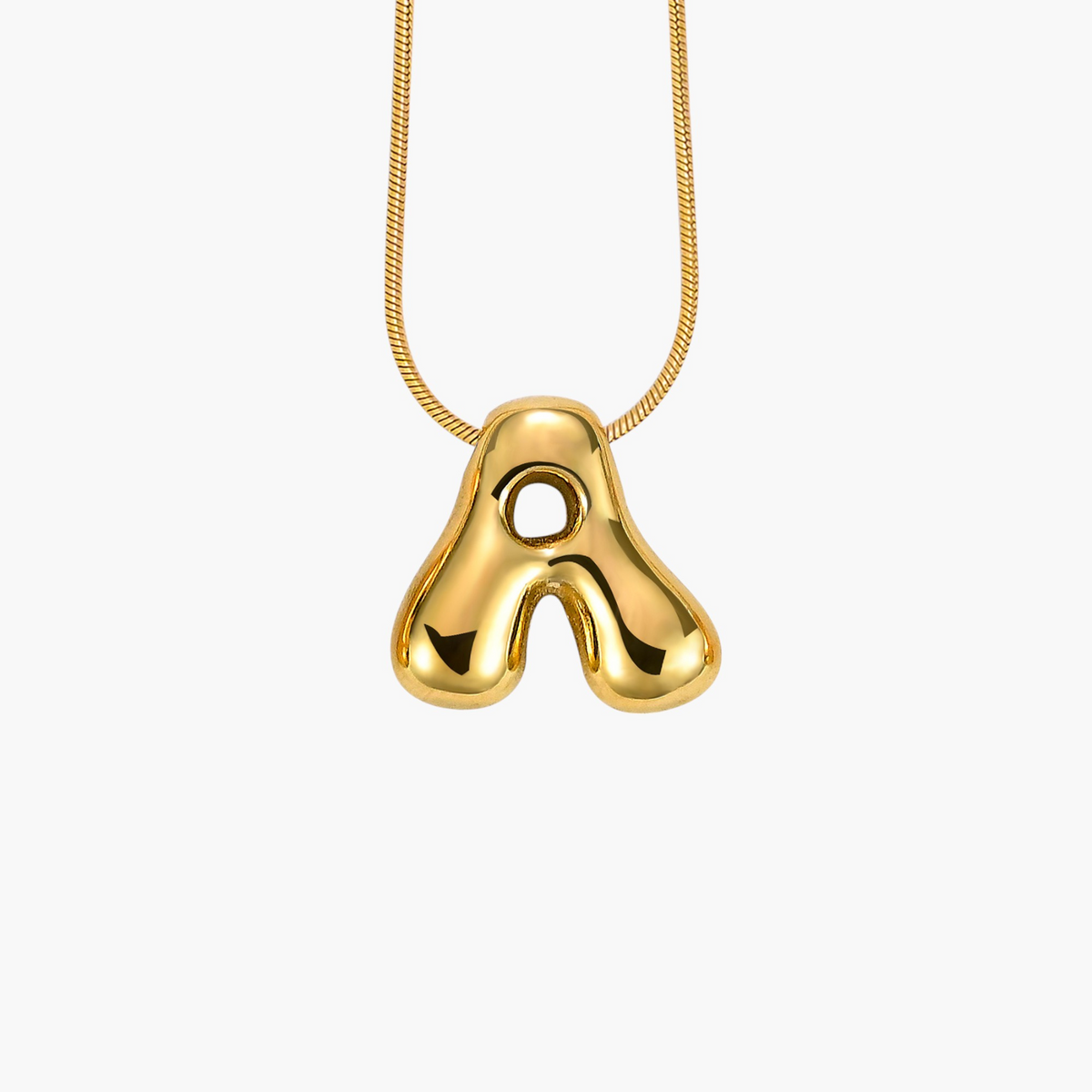 Collana con Iniziale a Lettera a Bolle Dorata
