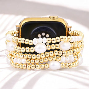 Cinturino elasticizzato Apple Watch in oro e perla