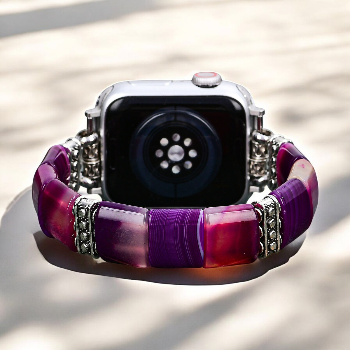 Cinturino elasticizzato Apple Watch in Agata Aura Ametista