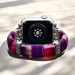 Cinturino elasticizzato Apple Watch in Agata Aura Ametista