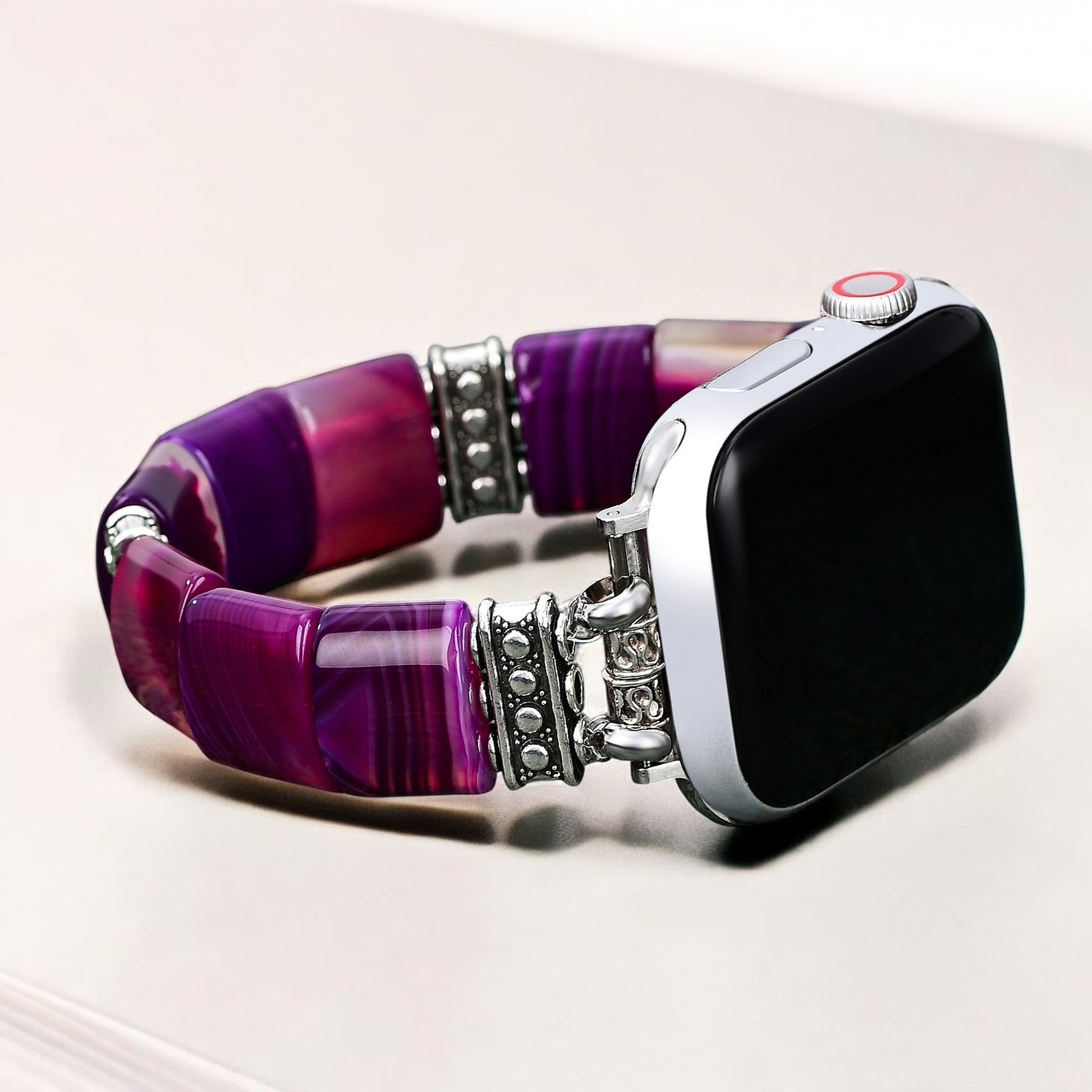 Cinturino elasticizzato Apple Watch in Agata Aura Ametista