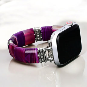 Cinturino elasticizzato Apple Watch in Agata Aura Ametista