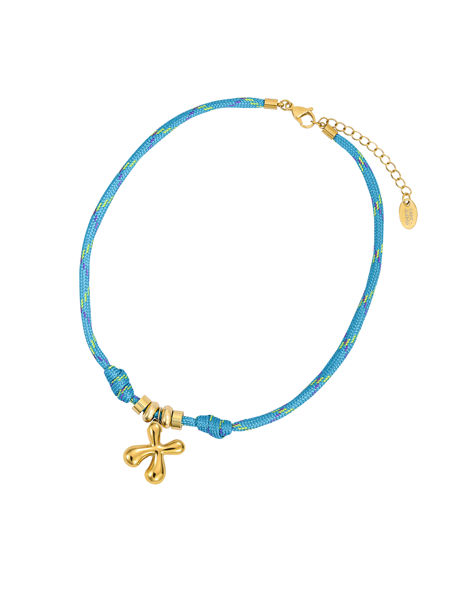 Collana con ciondolo a lettere a bolle dorate