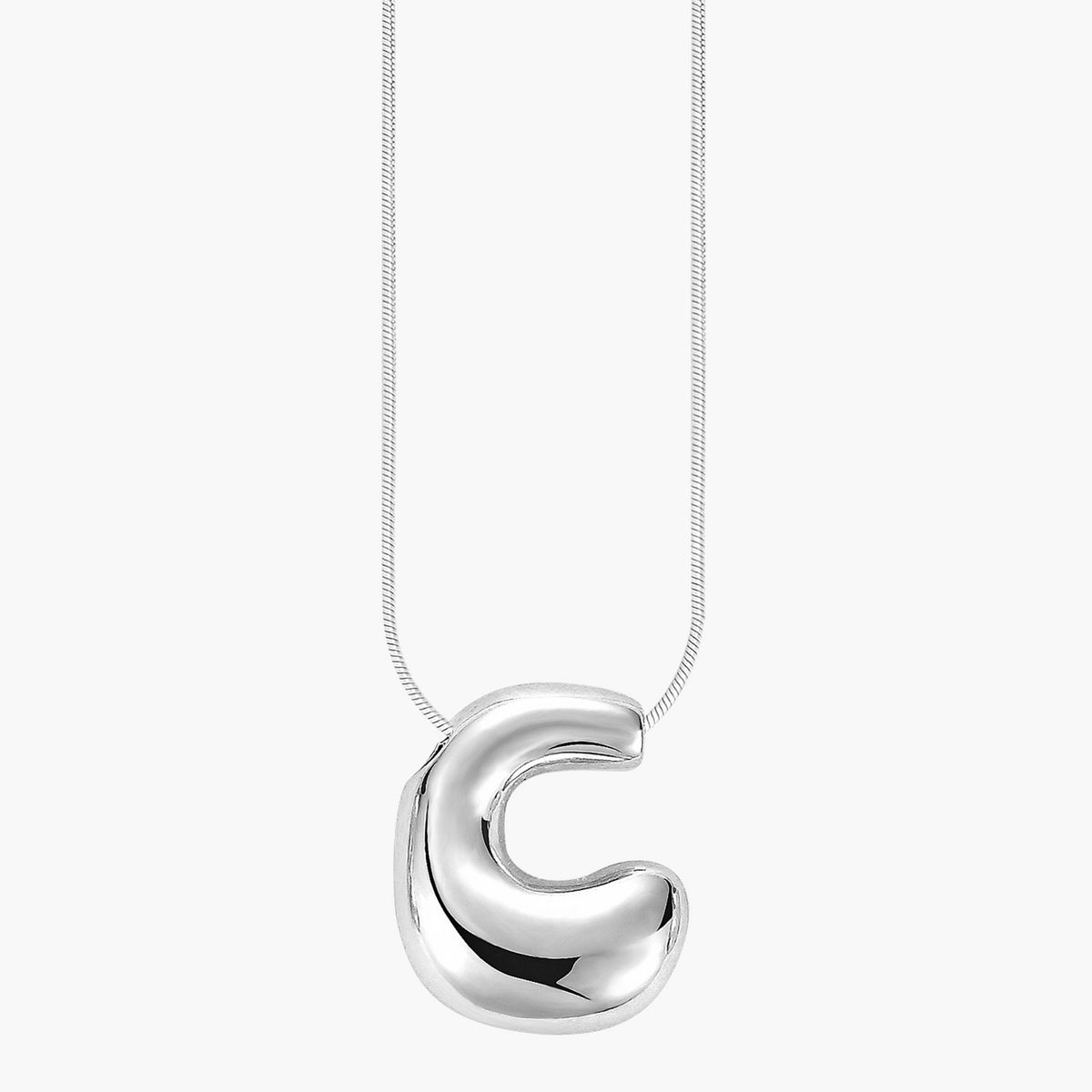 Collana con Iniziale a Lettera a Bolle Argento Luminoso
