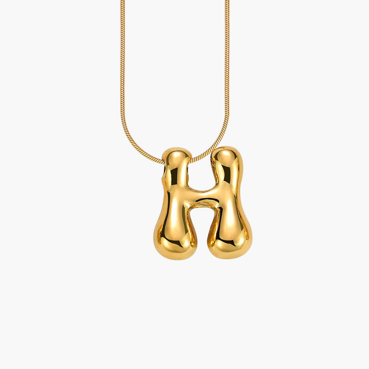 Collana con Iniziale a Lettera a Bolle Dorata