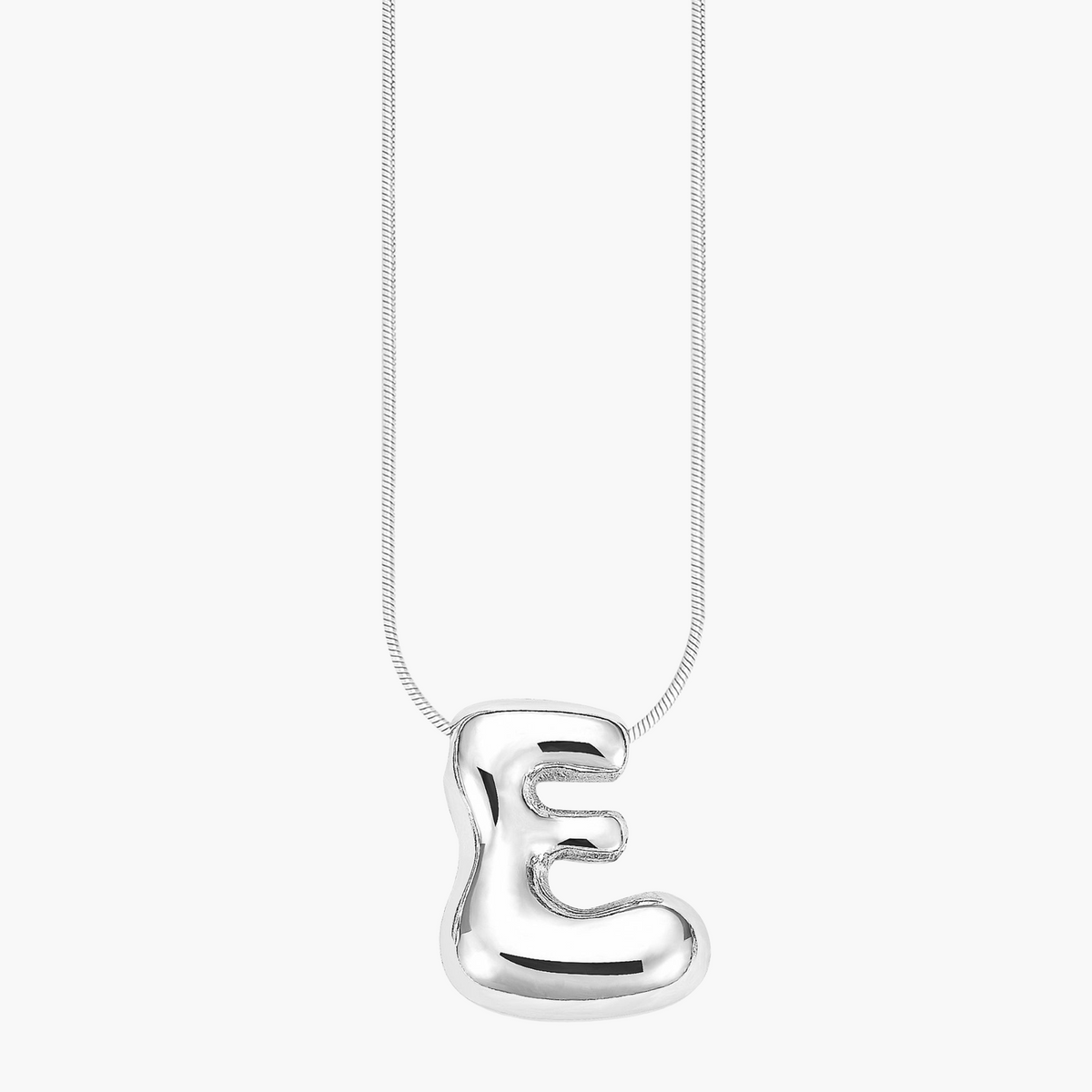 Collana con Iniziale a Lettera a Bolle Argento Luminoso